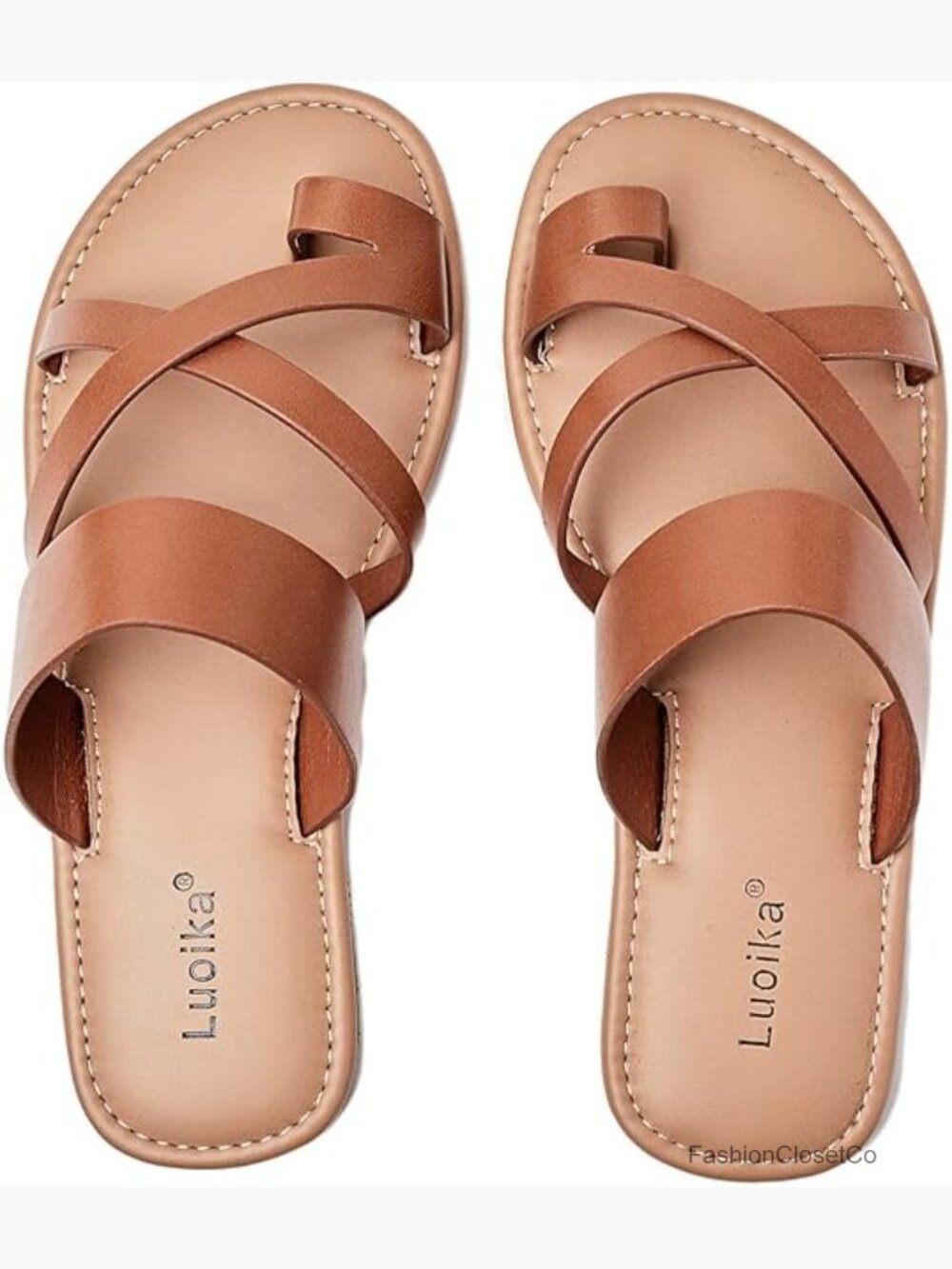 Wide Width Slide Sandals Flat Strapy Slip On Casual Summer Beach Shoes